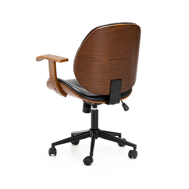 Chaise de bureau pivotante Glitzhome moderne ergonomique en similicuir réglable avec vérin à gaz