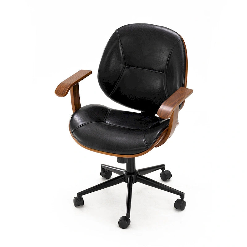 Chaise de bureau pivotante Glitzhome moderne ergonomique en similicuir réglable avec vérin à gaz