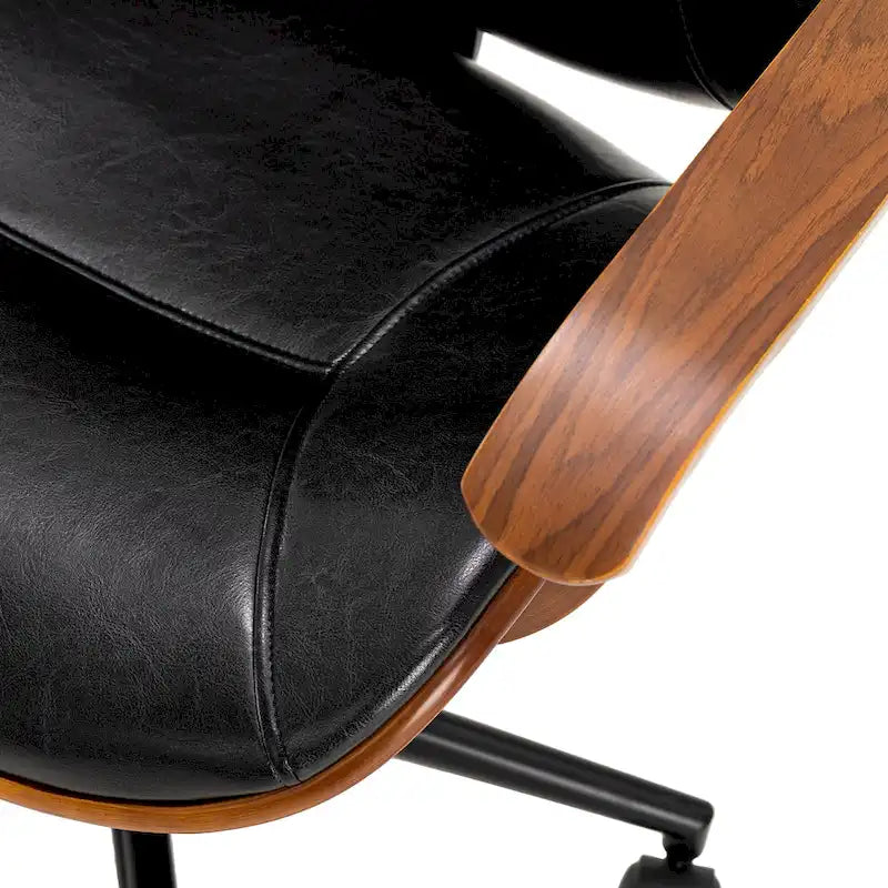 Chaise de bureau pivotante Glitzhome moderne ergonomique en similicuir réglable avec vérin à gaz
