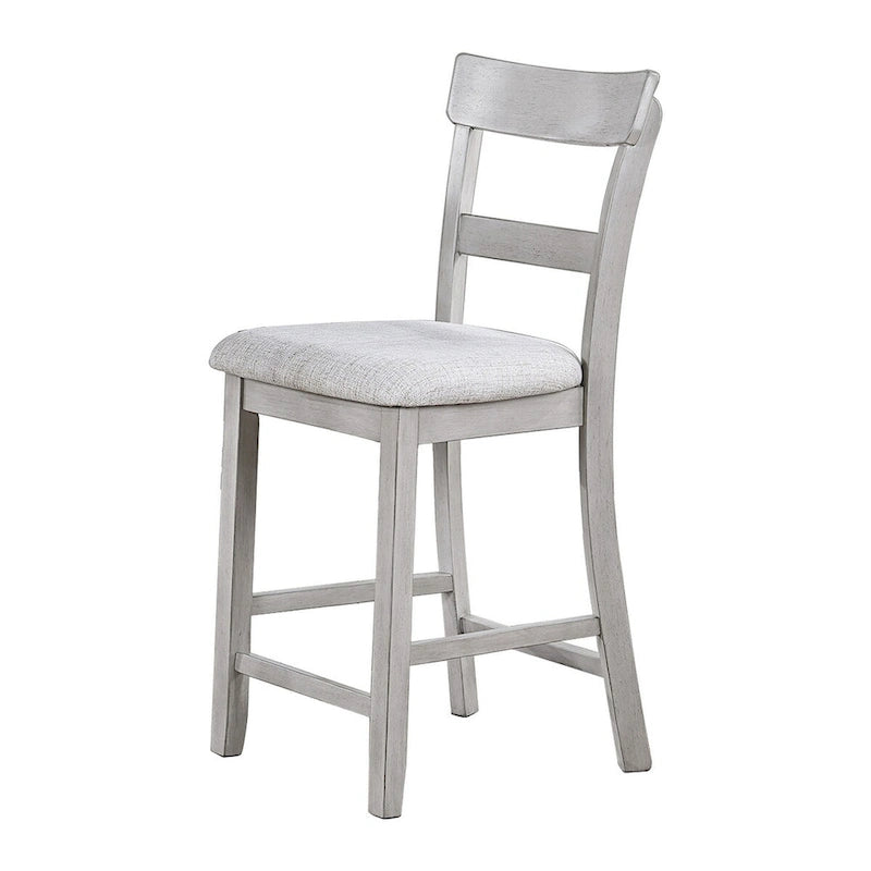 Ensemble 5 pièces Cher, table à manger hauteur comptoir, 4 chaises, tissu gris, bois