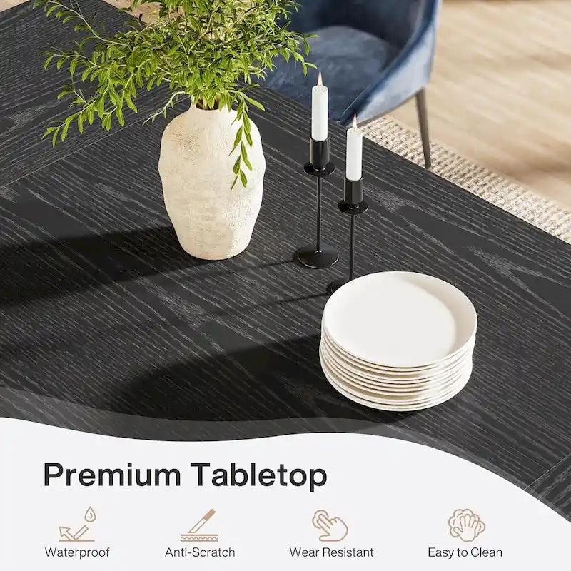 Table de salle à manger de grande ferme de 70,87 po pour 6-8 personnes, marron