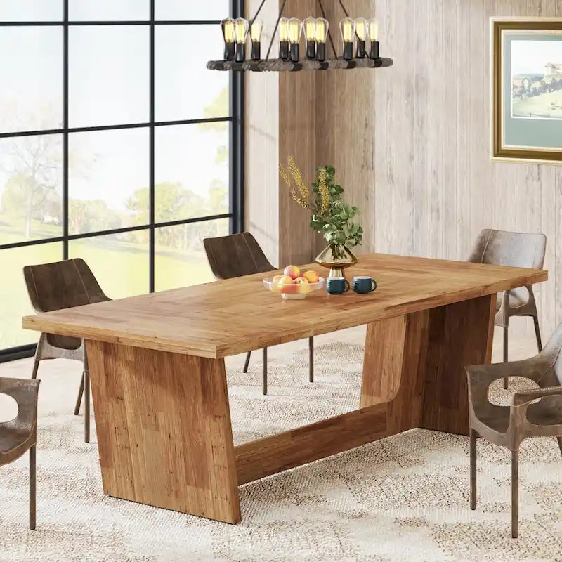 Table de salle à manger de grande ferme de 70,87 po pour 6-8 personnes, marron