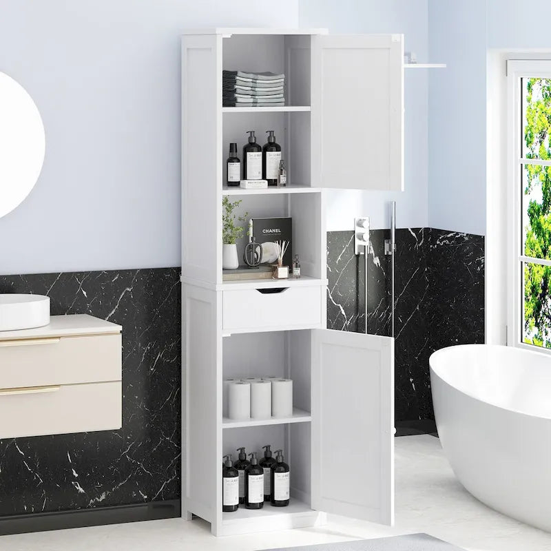 Meuble de rangement de salle de bain haut Futzca, 64 po H, armoire de rangement étroite sur pied