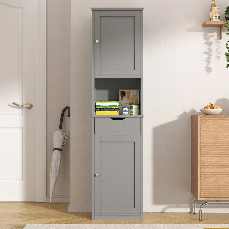 Meuble de rangement de salle de bain haut Futzca, 64 po H, armoire de rangement étroite sur pied