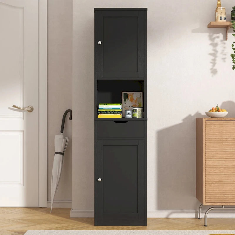 Meuble de rangement de salle de bain haut Futzca, 64 po H, armoire de rangement étroite sur pied