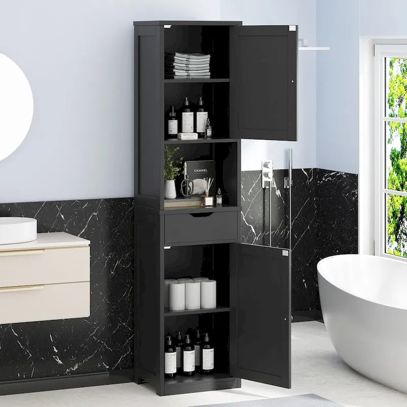 Meuble de rangement de salle de bain haut Futzca, 64 po H, armoire de rangement étroite sur pied