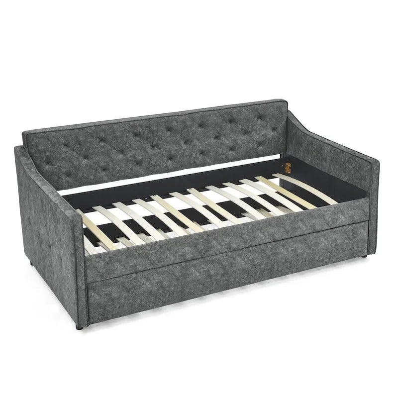 Lit de repos rembourré capitonné de taille double avec lit gigogne de taille double