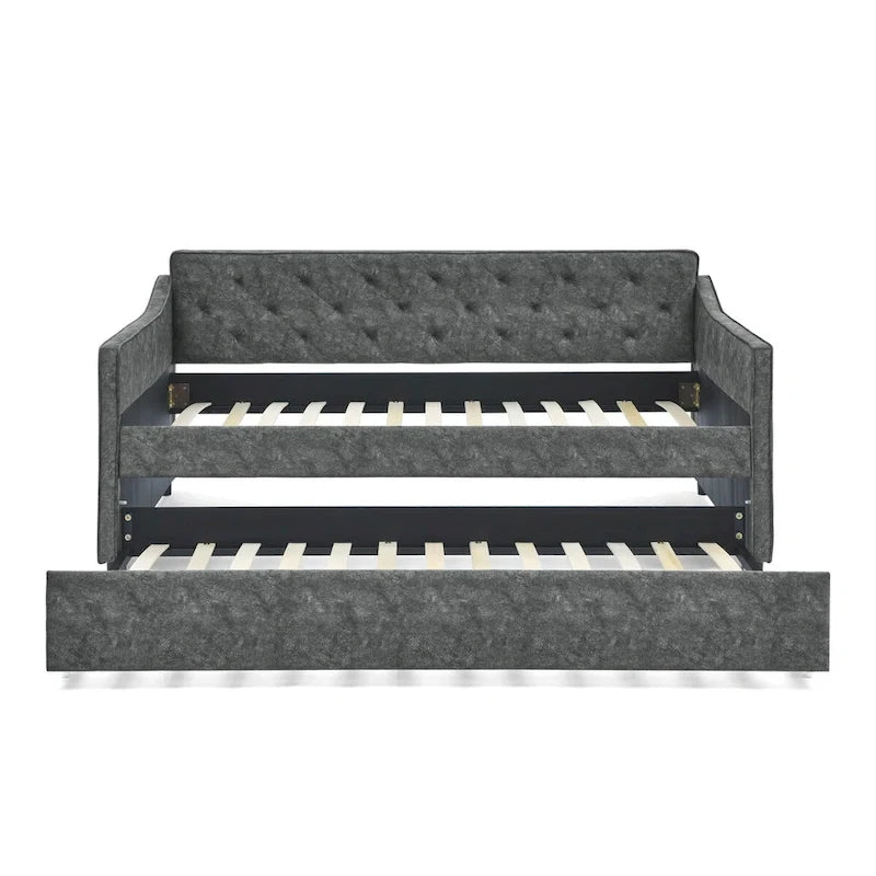 Lit de repos rembourré capitonné de taille double avec lit gigogne de taille double