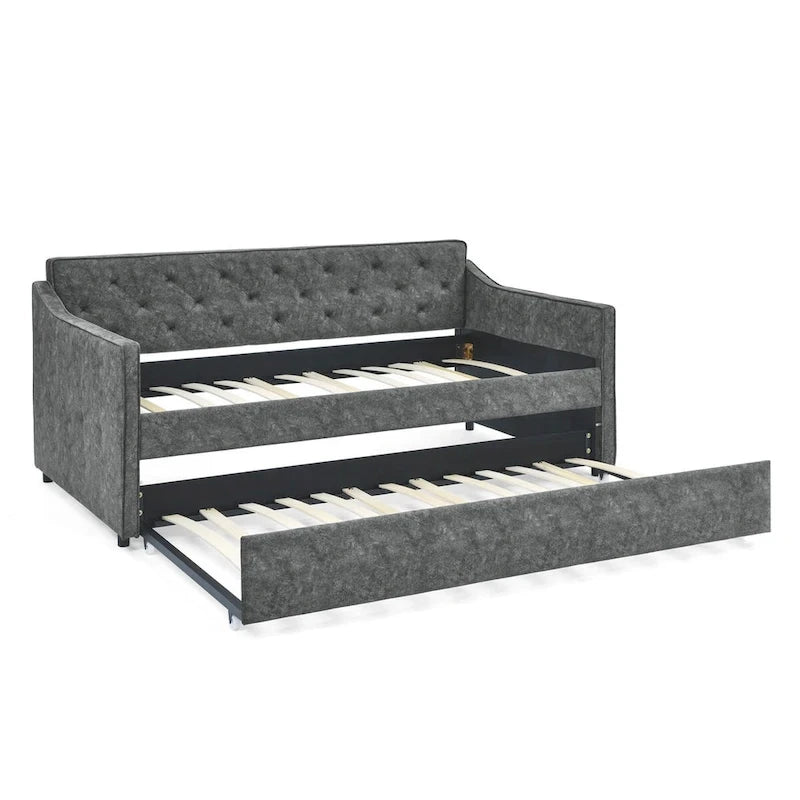 Lit de repos rembourré capitonné de taille double avec lit gigogne de taille double