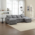 Canapé d'angle en tissu chenille réversible confortable en forme de U