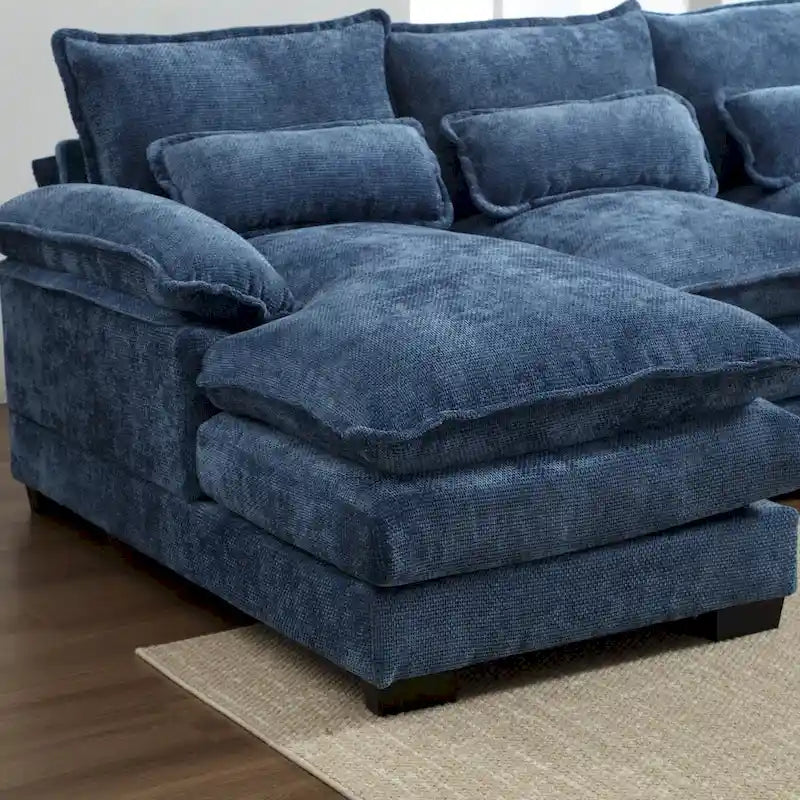 Canapé d'angle en tissu chenille réversible confortable en forme de U