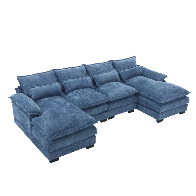 Canapé d'angle en tissu chenille réversible confortable en forme de U