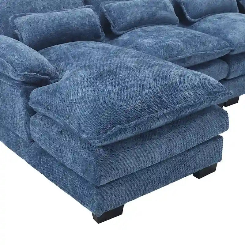 Canapé d'angle en tissu chenille réversible confortable en forme de U