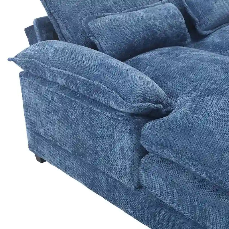 Canapé d'angle en tissu chenille réversible confortable en forme de U