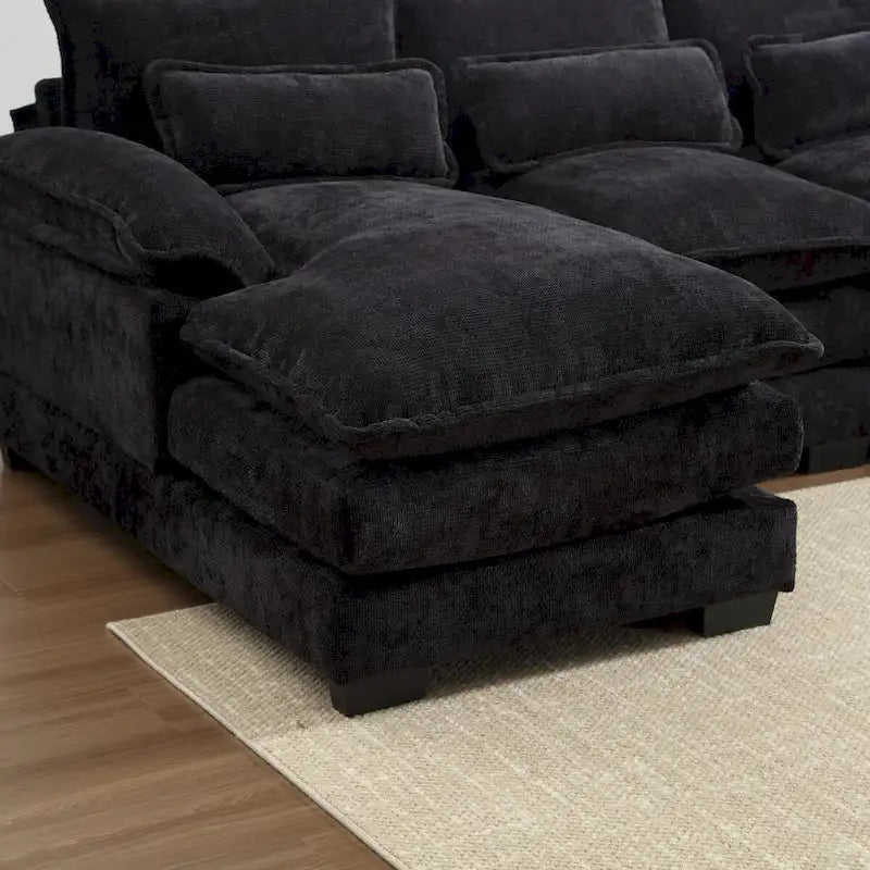 Canapé d'angle en tissu chenille réversible confortable en forme de U