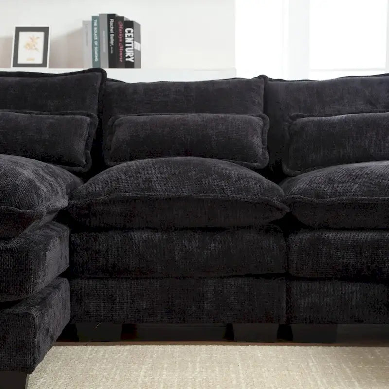 Canapé d'angle en tissu chenille réversible confortable en forme de U
