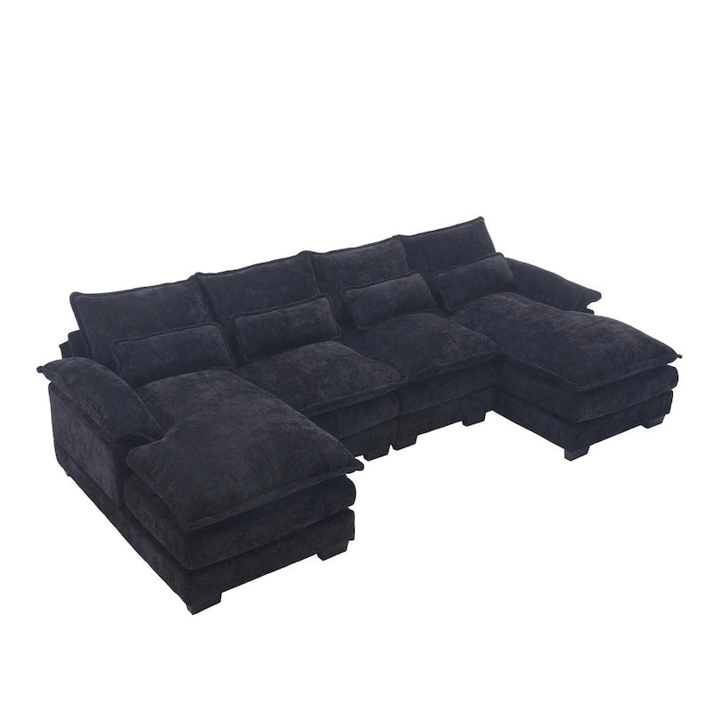 Canapé d'angle en tissu chenille réversible confortable en forme de U