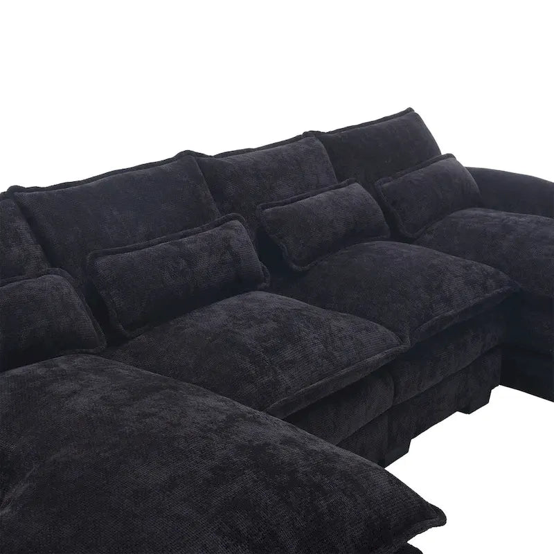 Canapé d'angle en tissu chenille réversible confortable en forme de U
