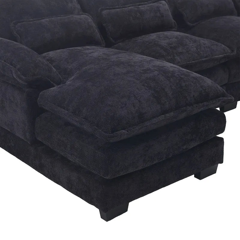 Canapé d'angle en tissu chenille réversible confortable en forme de U