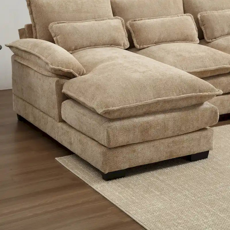 Canapé d'angle en tissu chenille réversible confortable en forme de U
