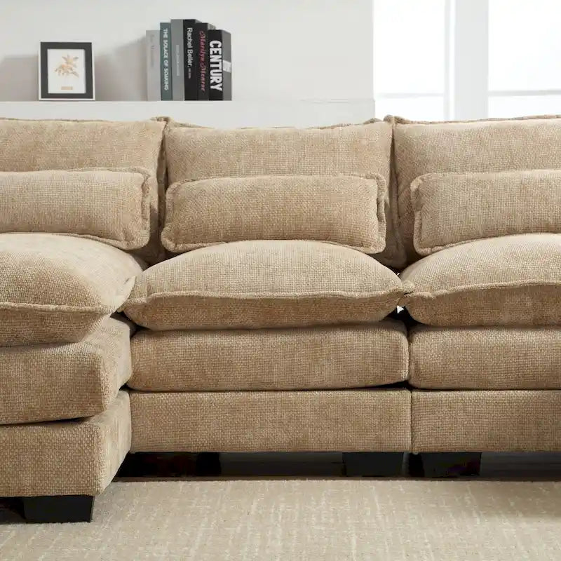 Canapé d'angle en tissu chenille réversible confortable en forme de U