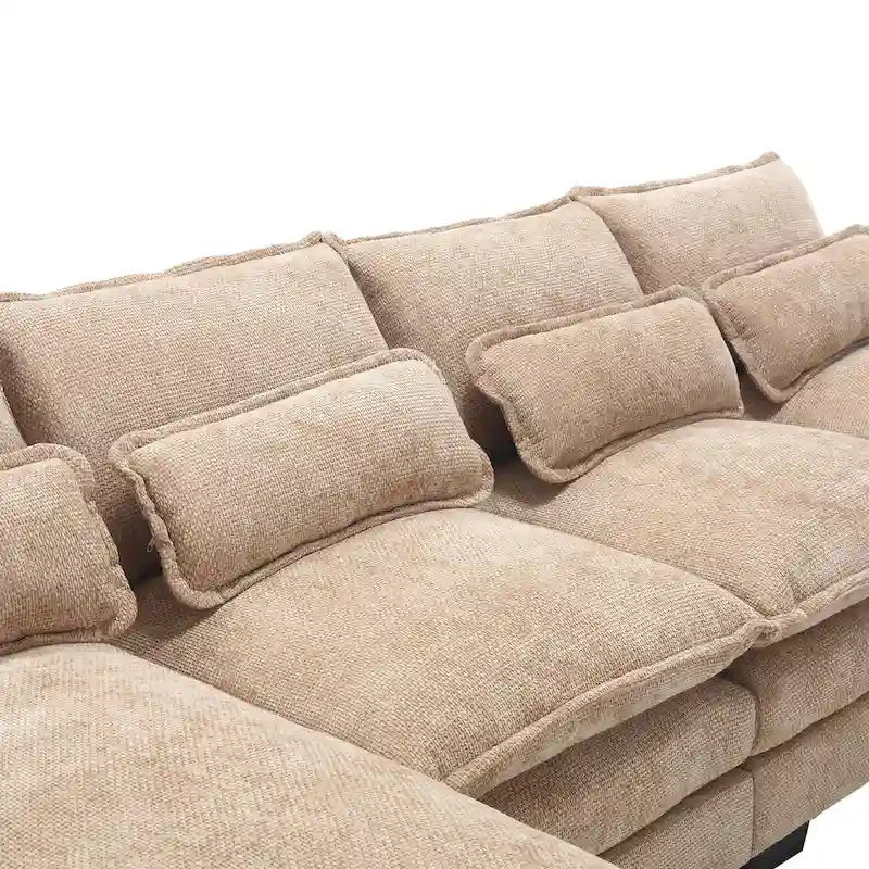 Canapé d'angle en tissu chenille réversible confortable en forme de U