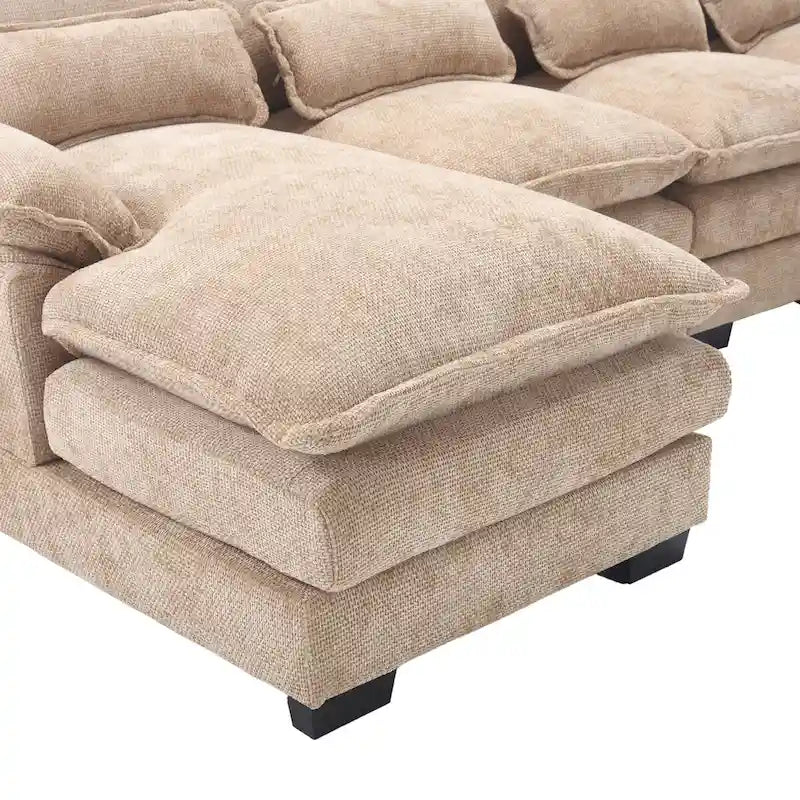 Canapé d'angle en tissu chenille réversible confortable en forme de U
