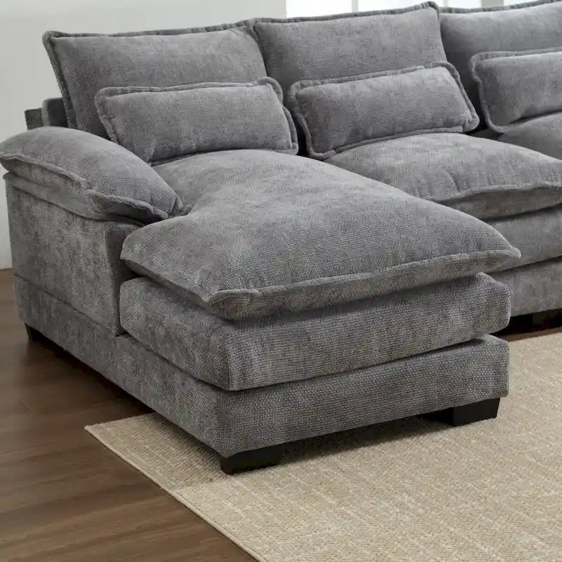 Canapé d'angle en tissu chenille réversible confortable en forme de U