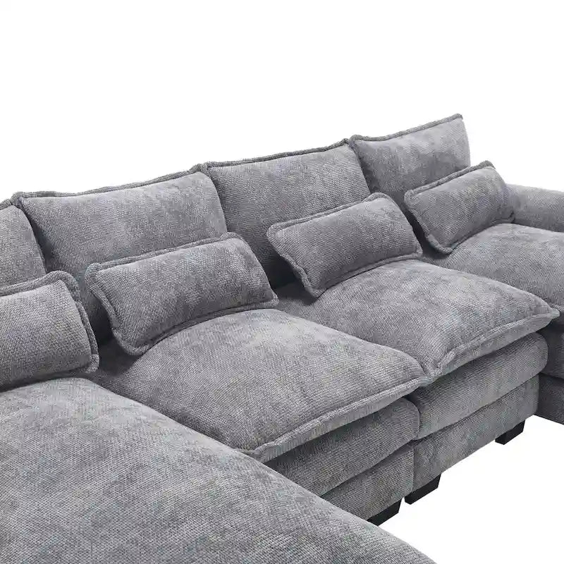 Canapé d'angle en tissu chenille réversible confortable en forme de U