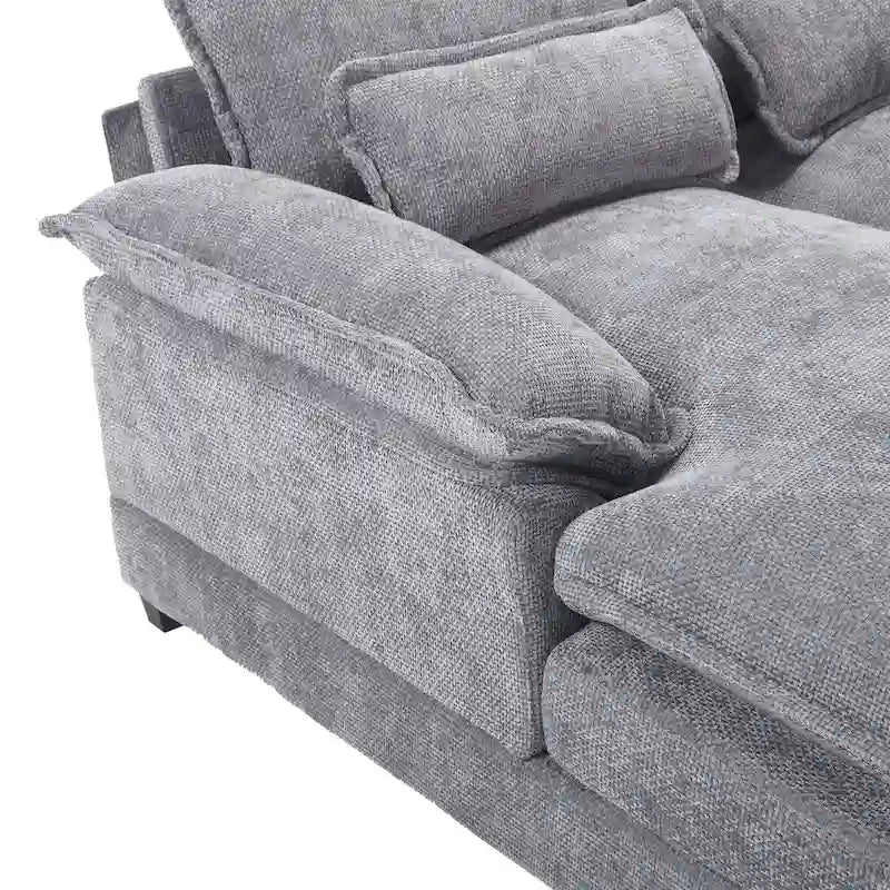 Canapé d'angle en tissu chenille réversible confortable en forme de U