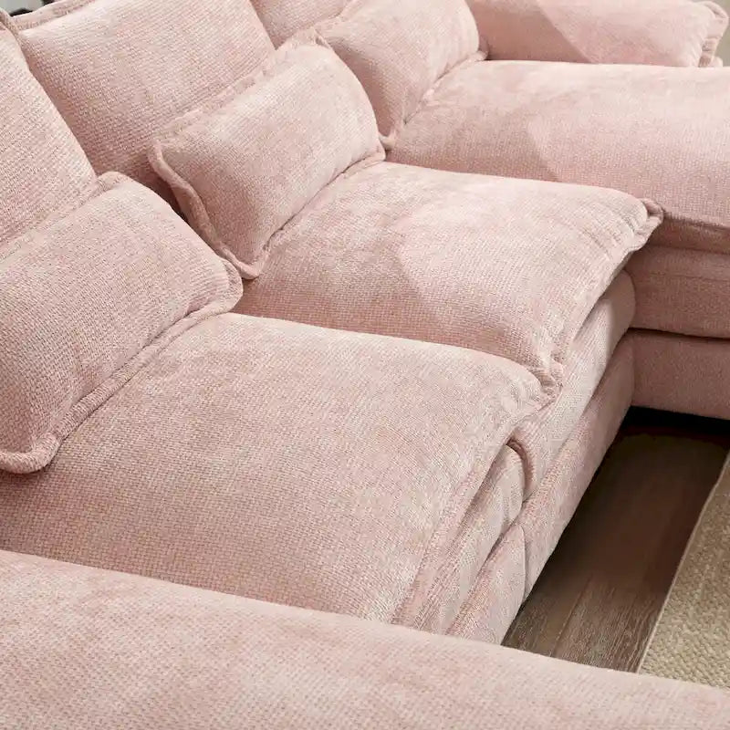 Canapé d'angle en tissu chenille réversible confortable en forme de U