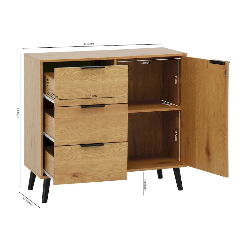 Bahut commode de rangement, Meuble de bar à café en bois avec tiroirs et portes