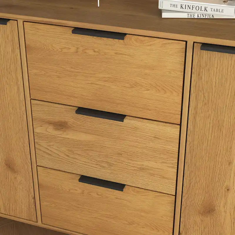 Bahut commode de rangement, Meuble de bar à café en bois avec tiroirs et portes