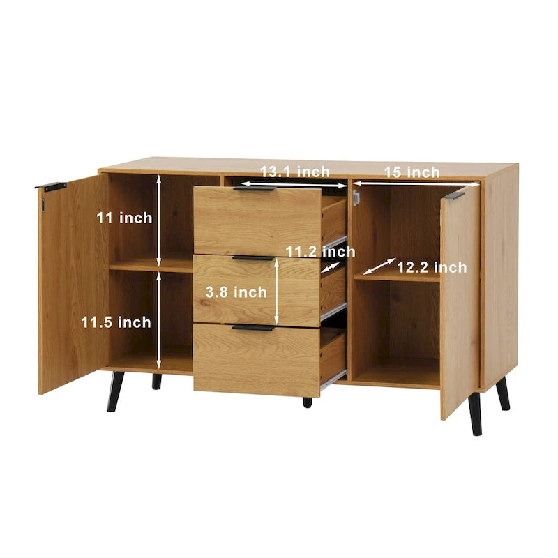 Bahut commode de rangement, Meuble de bar à café en bois avec tiroirs et portes