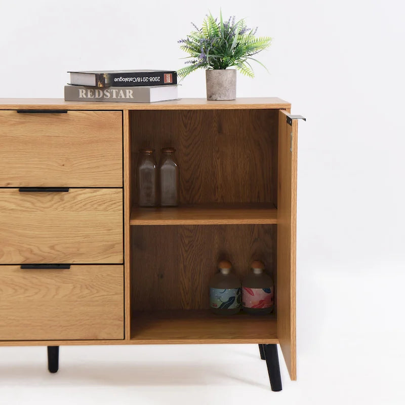 Bahut commode de rangement, Meuble de bar à café en bois avec tiroirs et portes