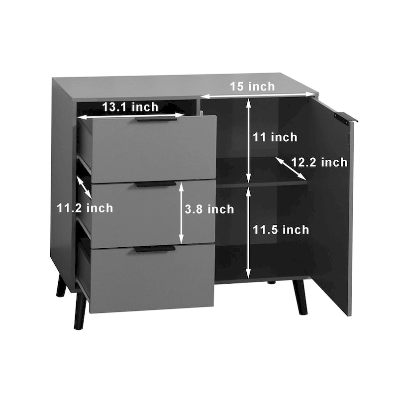 Bahut commode de rangement, Meuble de bar à café en bois avec tiroirs et portes