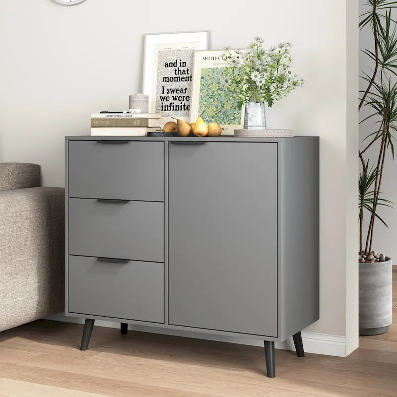 Bahut commode de rangement, Meuble de bar à café en bois avec tiroirs et portes