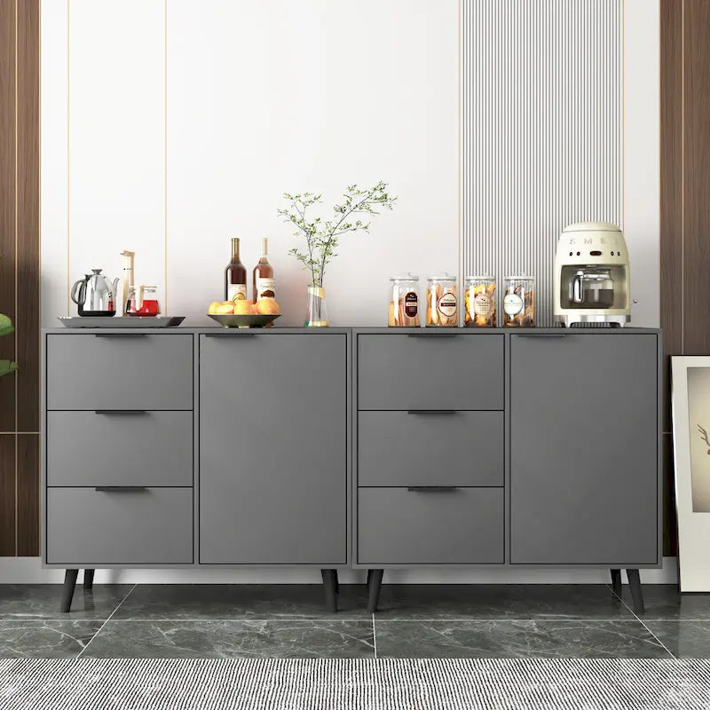 Bahut commode de rangement, Meuble de bar à café en bois avec tiroirs et portes