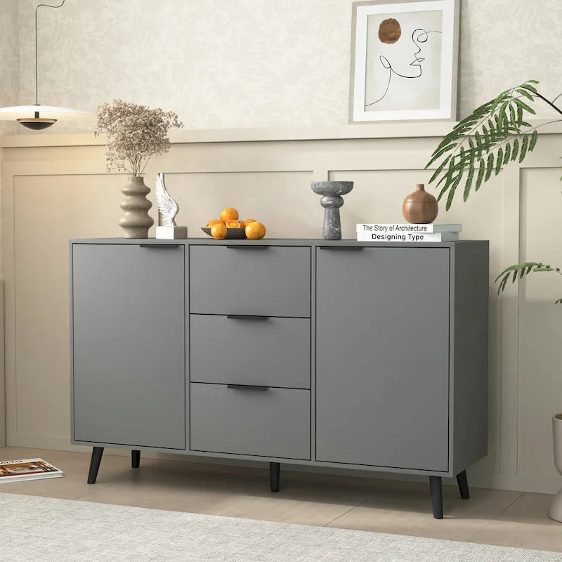 Bahut commode de rangement, Meuble de bar à café en bois avec tiroirs et portes