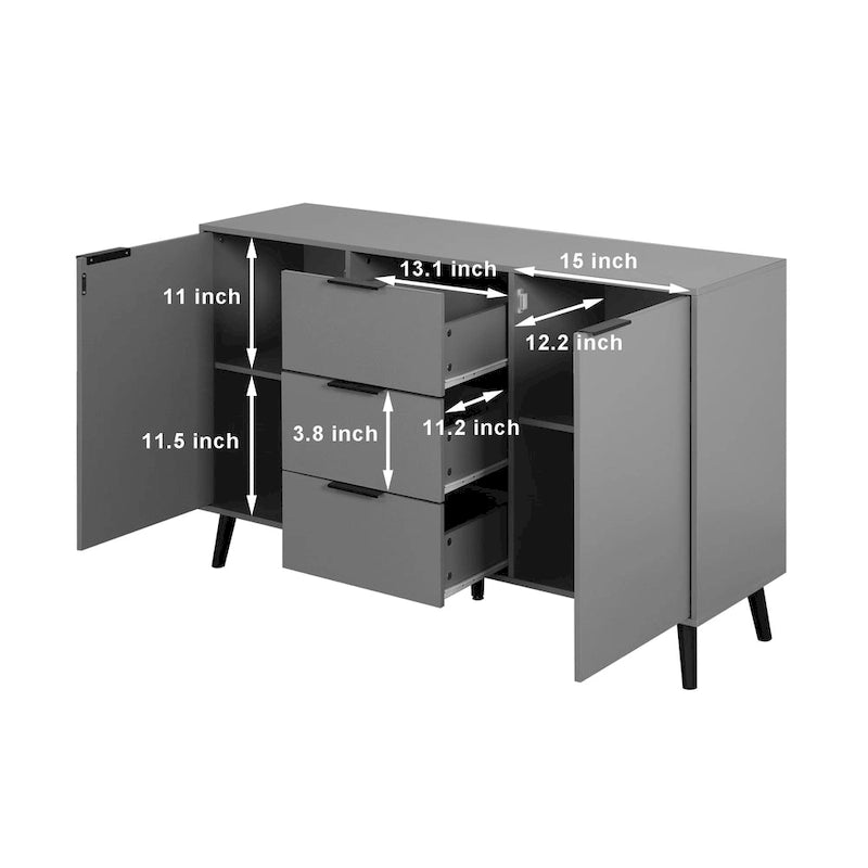 Bahut commode de rangement, Meuble de bar à café en bois avec tiroirs et portes