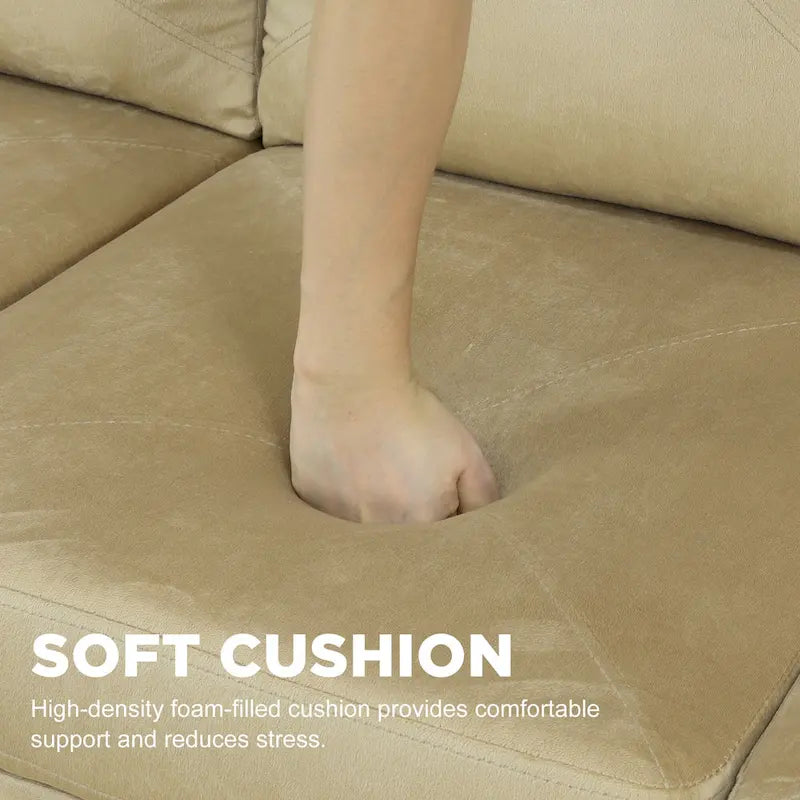 Canapé d'angle rembourré 3 pièces avec pouf de rangement