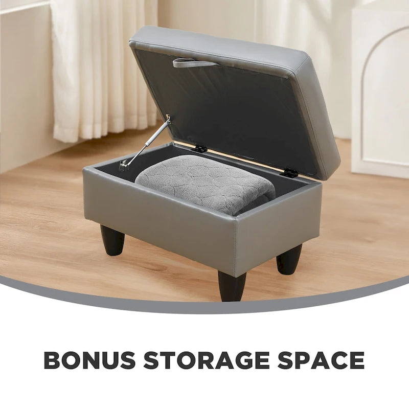 Canapé d'angle rembourré 3 pièces avec pouf de rangement
