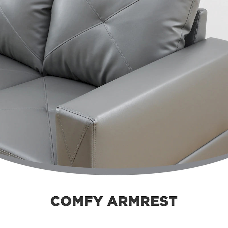 Canapé d'angle rembourré 3 pièces avec pouf de rangement