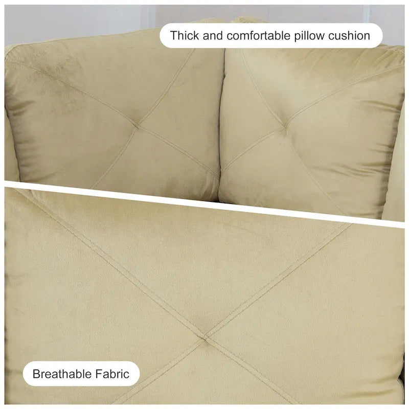 Canapé d'angle rembourré 3 pièces avec pouf de rangement