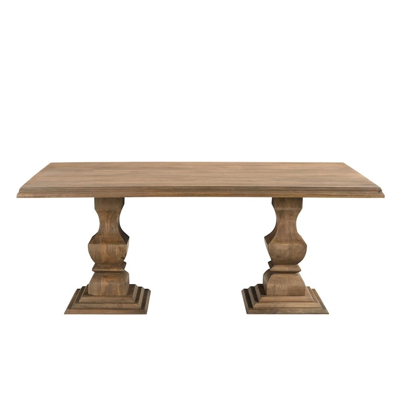 Table à manger Willow à double piédestal en bois massif