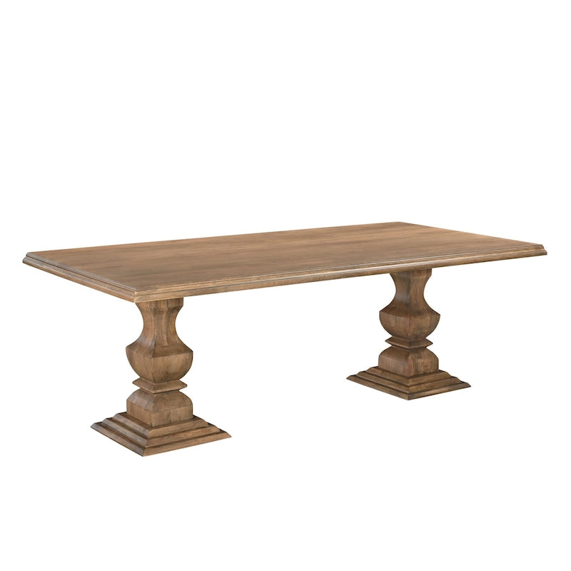 Table à manger Willow à double piédestal en bois massif