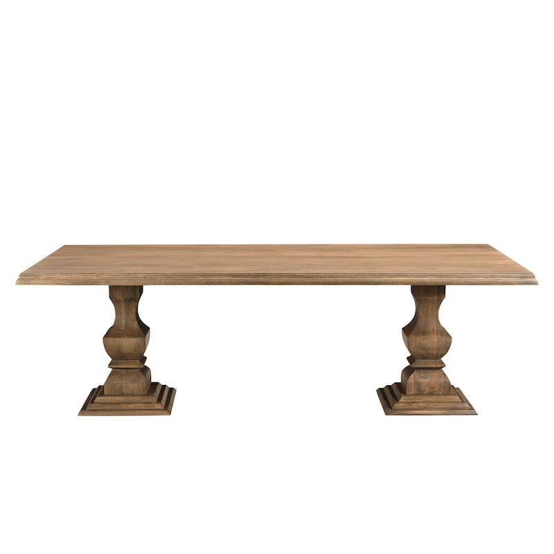 Table à manger Willow à double piédestal en bois massif