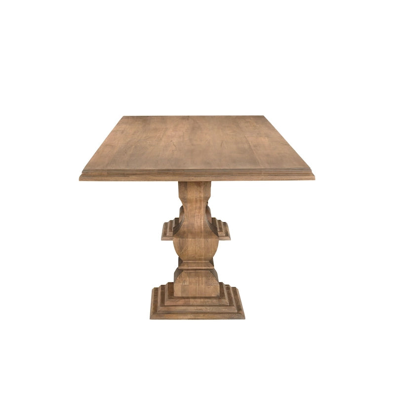 Table à manger Willow à double piédestal en bois massif