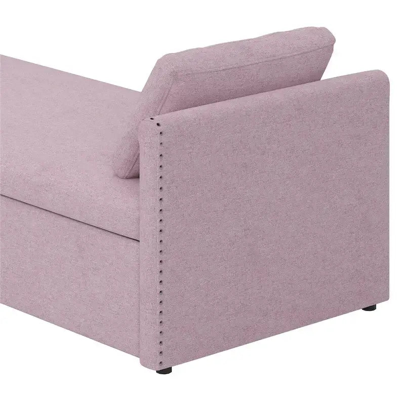 Chaise longue capitonnée moderne, petit lit de repos simple avec 2 tiroirs pour salons
