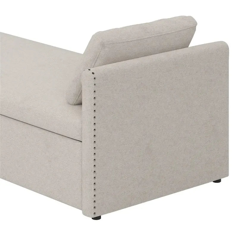 Chaise longue capitonnée moderne, petit lit de repos simple avec 2 tiroirs pour salons
